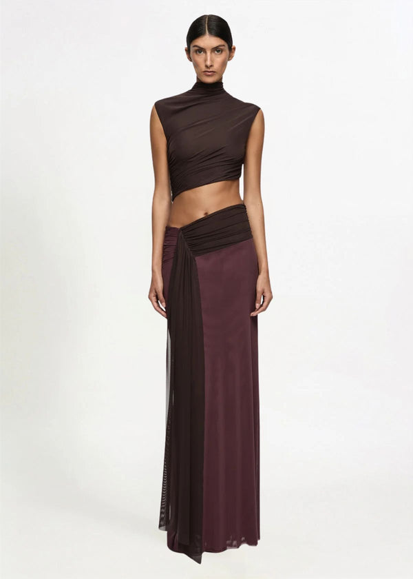 Bec + Bridge Conni maxi dress in aubergine/ dark choc Hire for Formal event from Dress for a Night