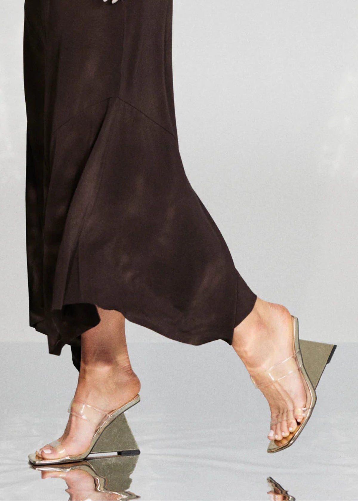 Buy LANA WILKINSON Brooke Wedge Gold Metallic Patent Leather