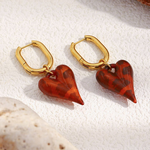 Elysian heart earrings heart-shaped earrings with gold hooks 
