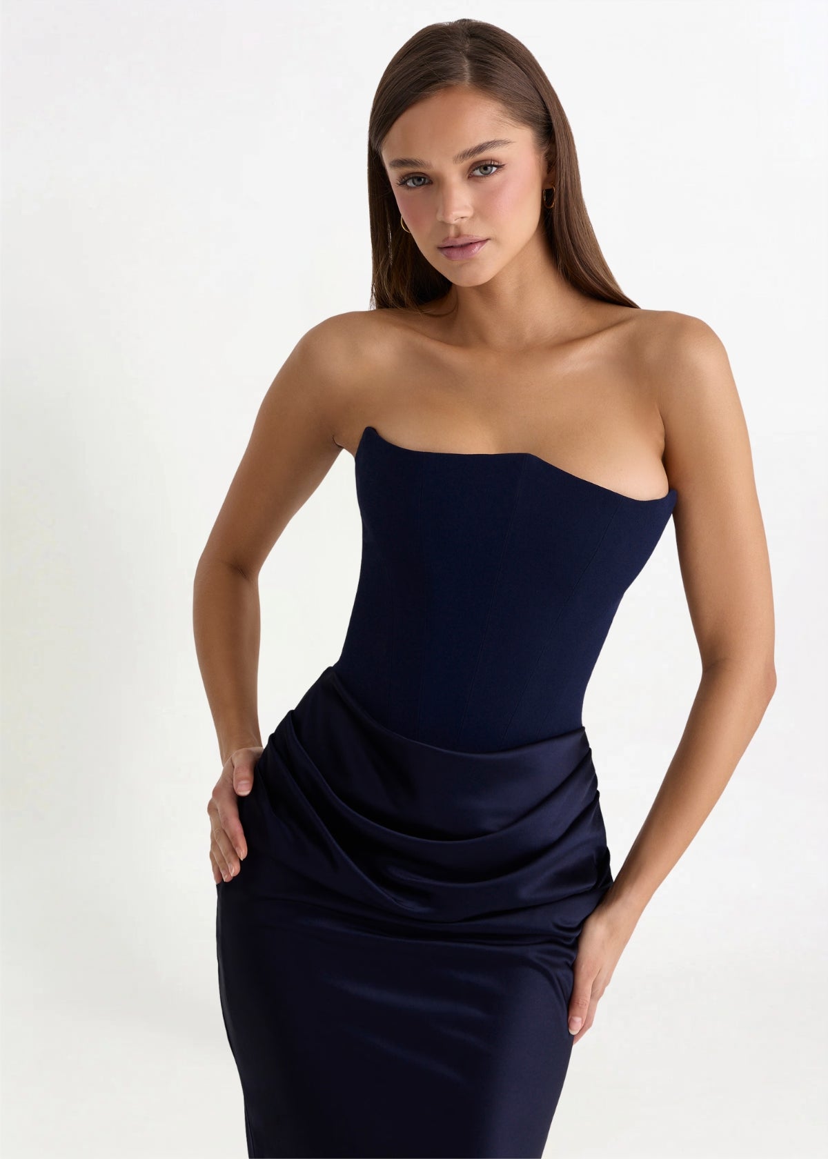 Persephone Corset Dress in Navy