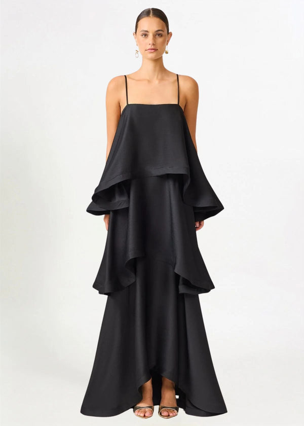 Elliat Tilly Tiered Maxi Dress in Black Hire for Formal event from Dress for a Night