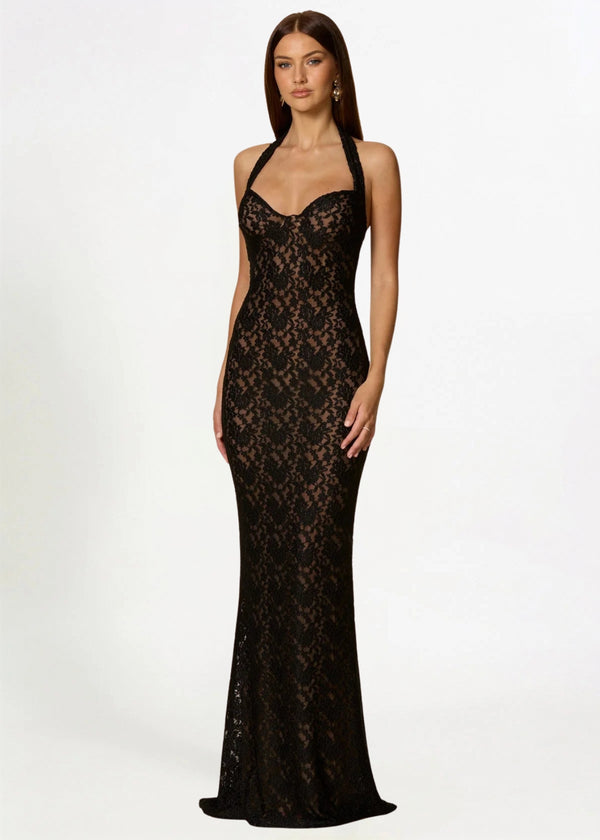 Nookie Mystique halter Gown in Black Hire for Formal event from Dress for a Night