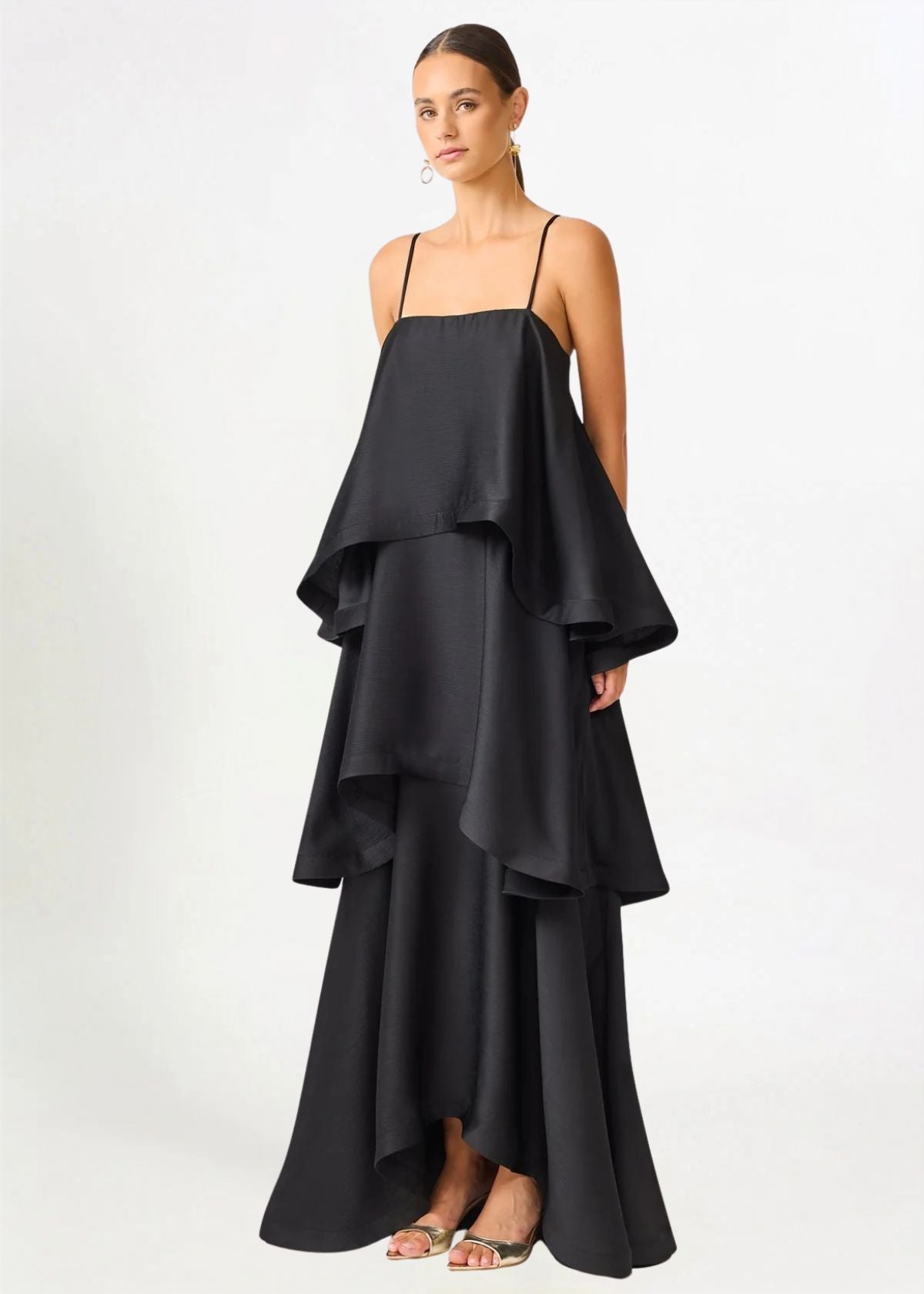 Elliat Tilly Tiered Maxi Dress in Black Hire for Formal event from Dress for a Night