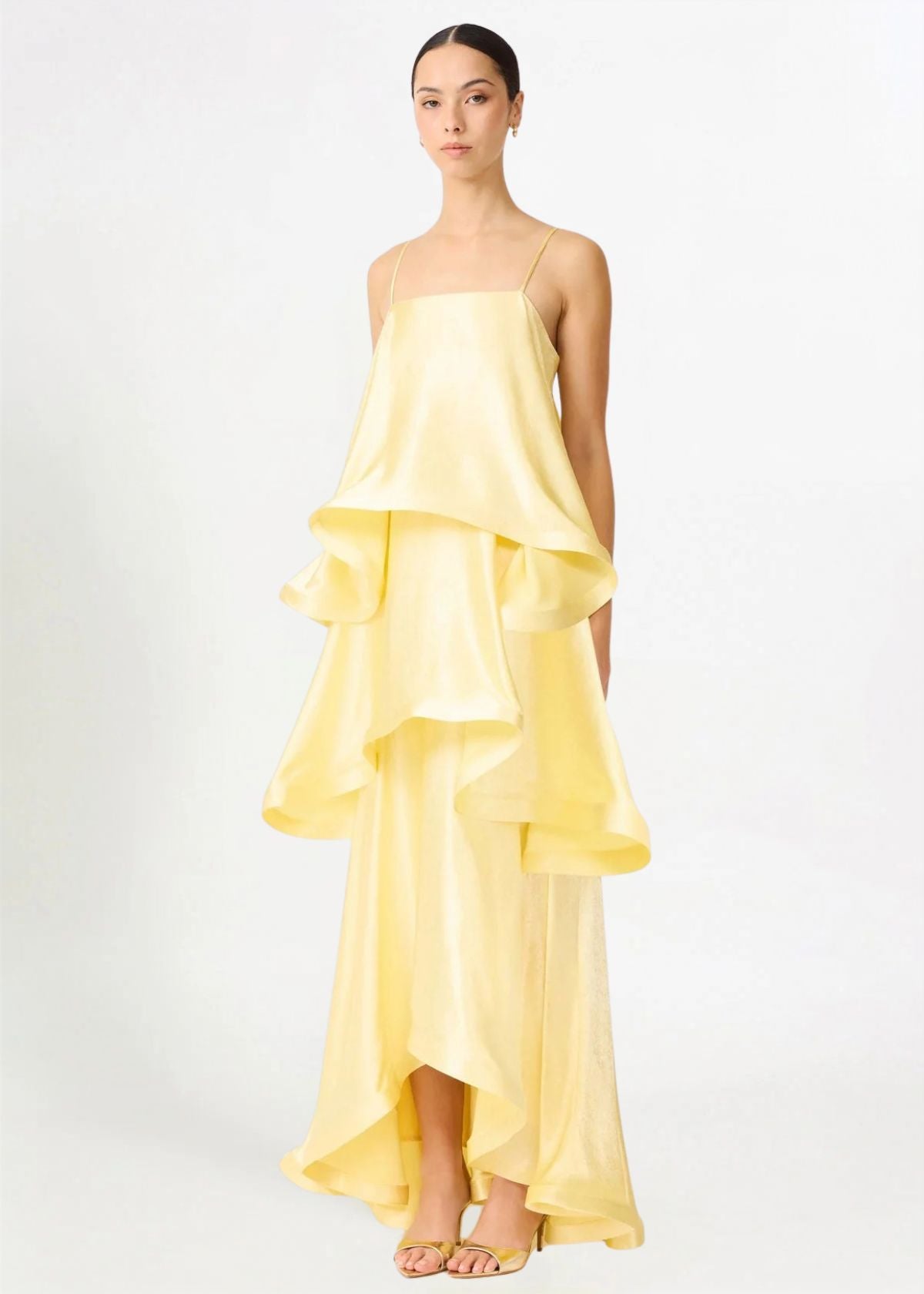 Elliat Tilly Tiered Maxi Dress in Yellow Hire for Formal event from Dress for a Night