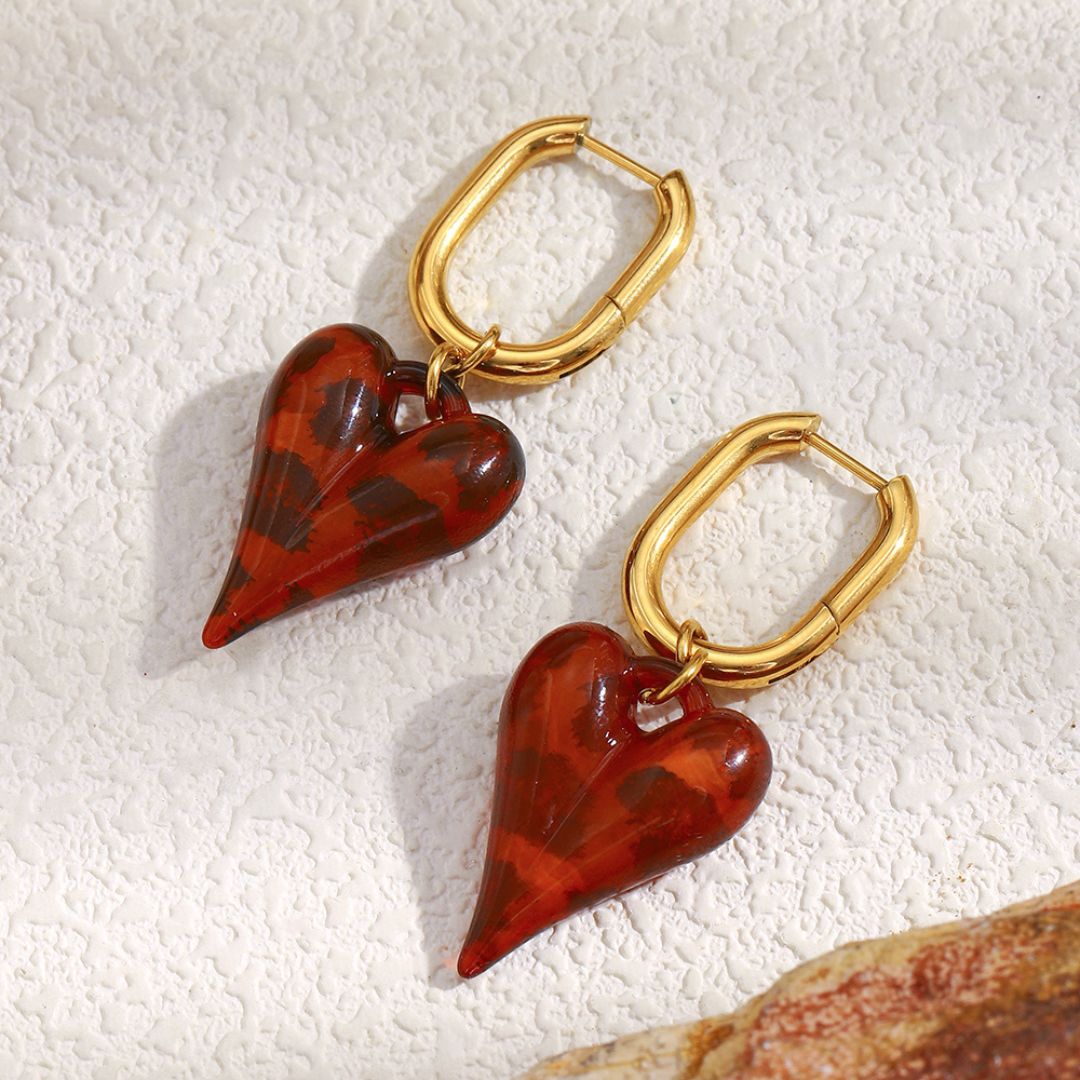 Elysian heart earrings heart-shaped earrings with gold hooks 