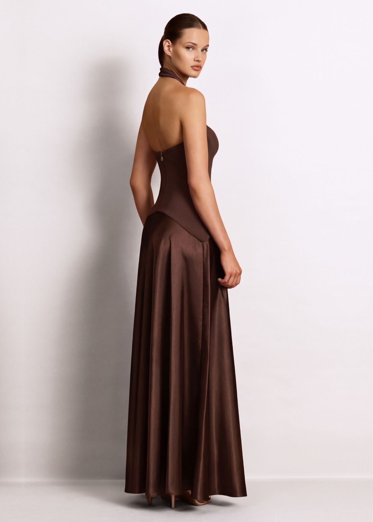 Nookie Alice Halter chocolate formal dress hire