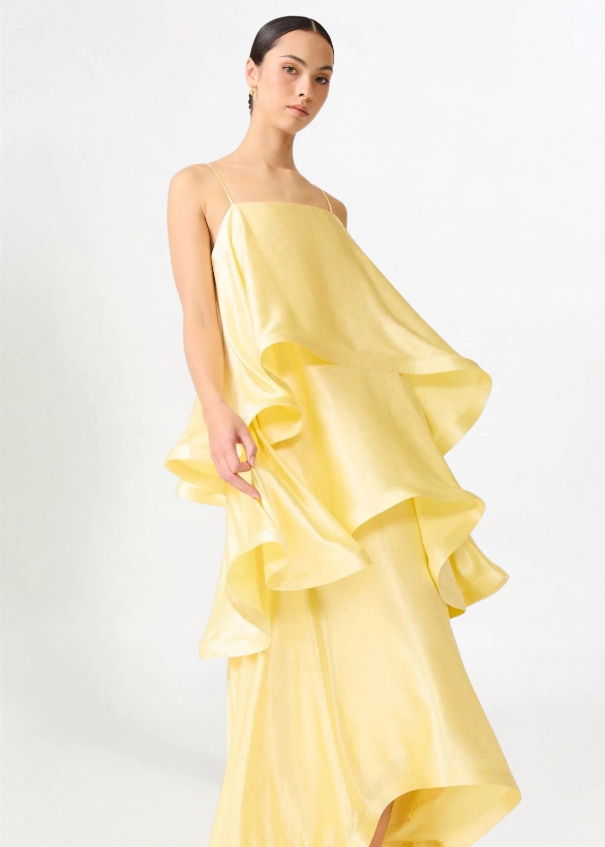 Elliat Tilly Tiered Maxi Dress in Yellow Hire for Formal event from Dress for a Night