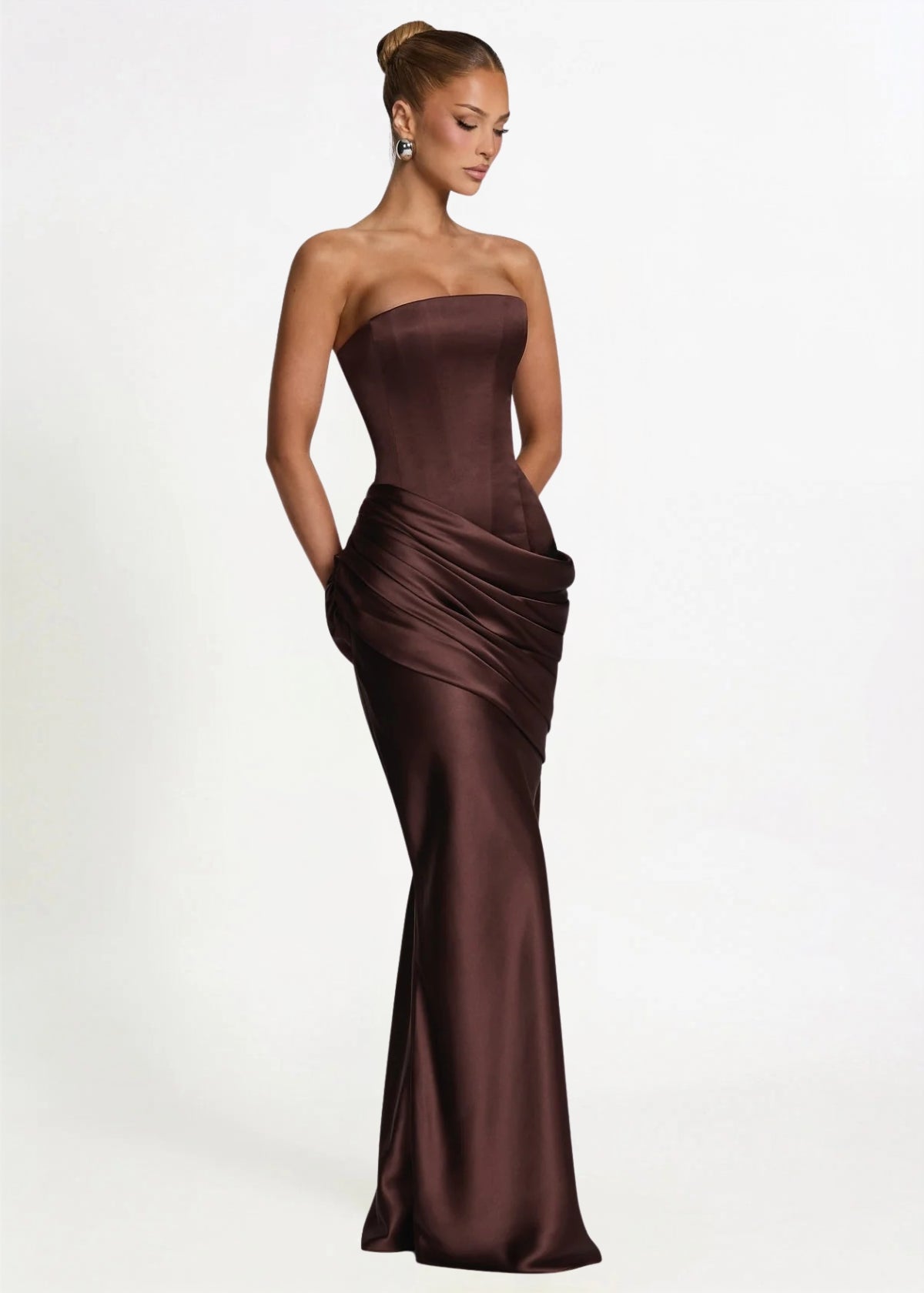 Ella Maxi Dress in Plum Brown