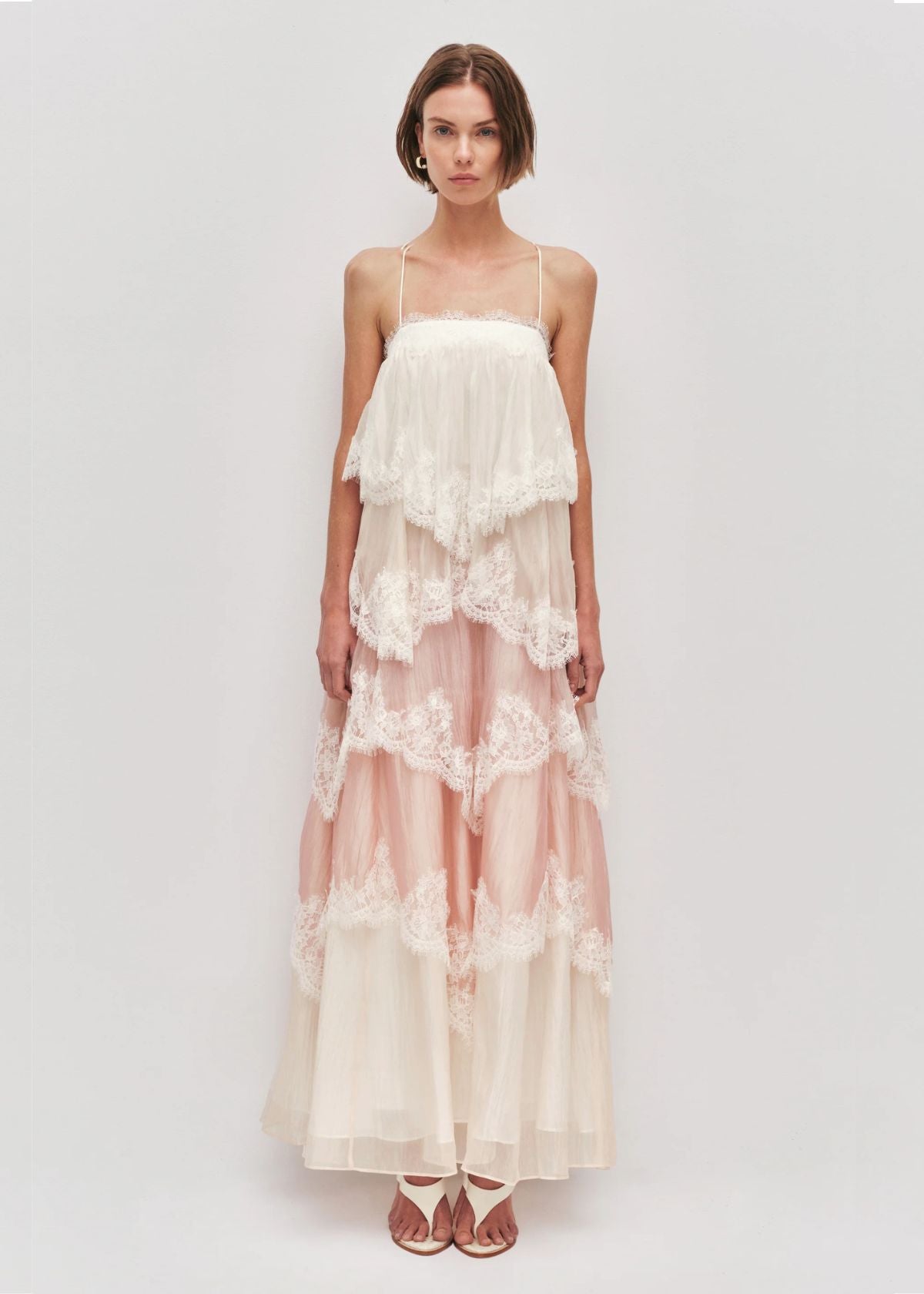 Ophelia Lace Gown in Multi Pink