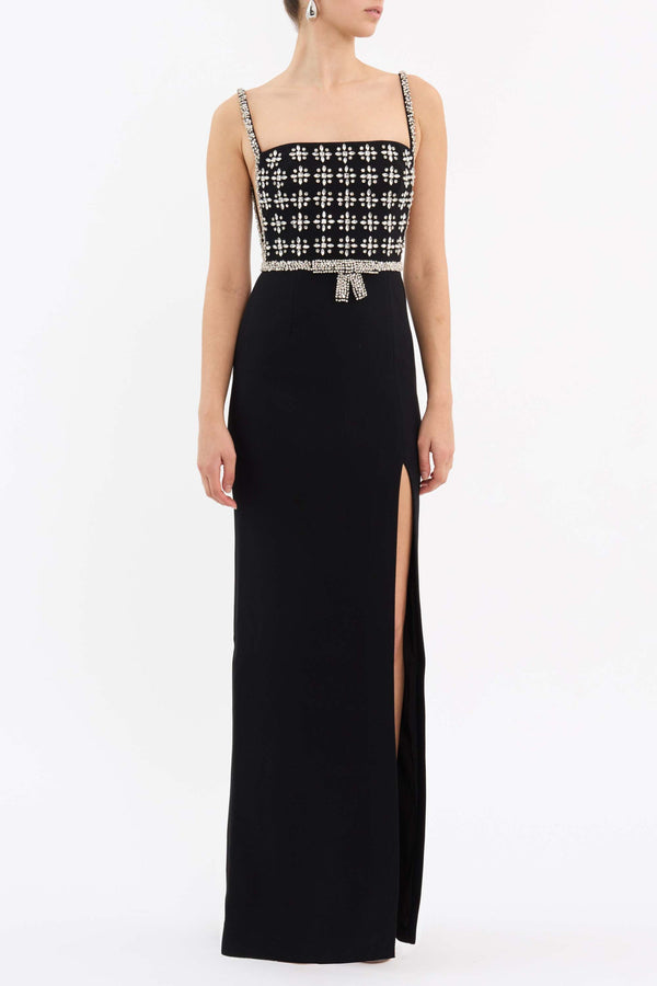 Rina Split Gown in Black