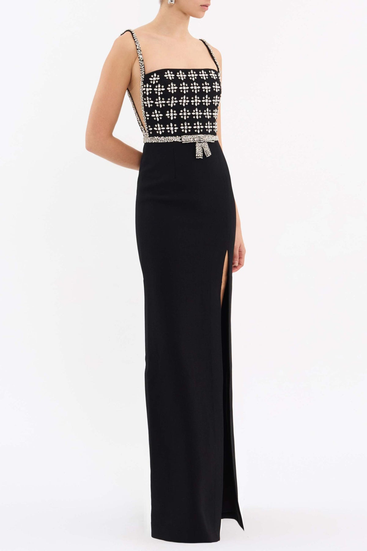 Rina Split Gown in Black