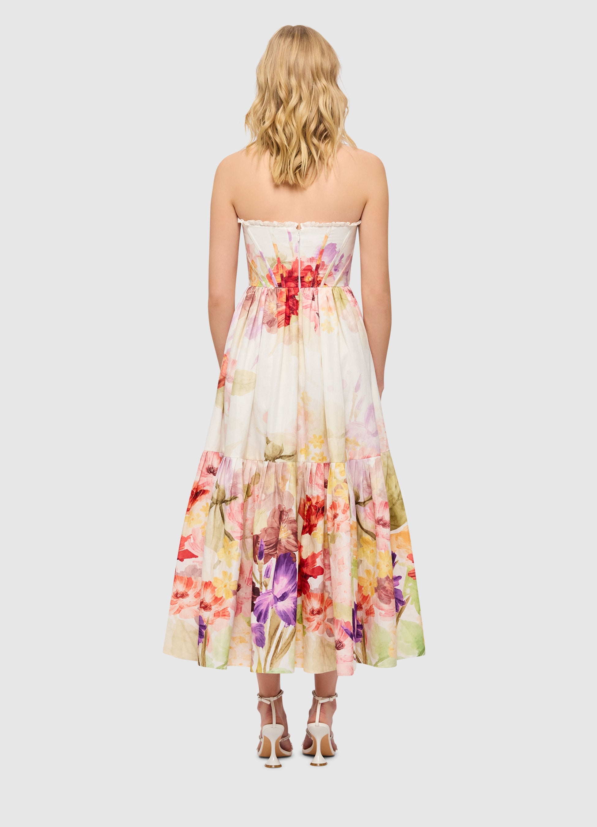 LEO LIN Rose Bustier Midi Dress (Cascade Print)