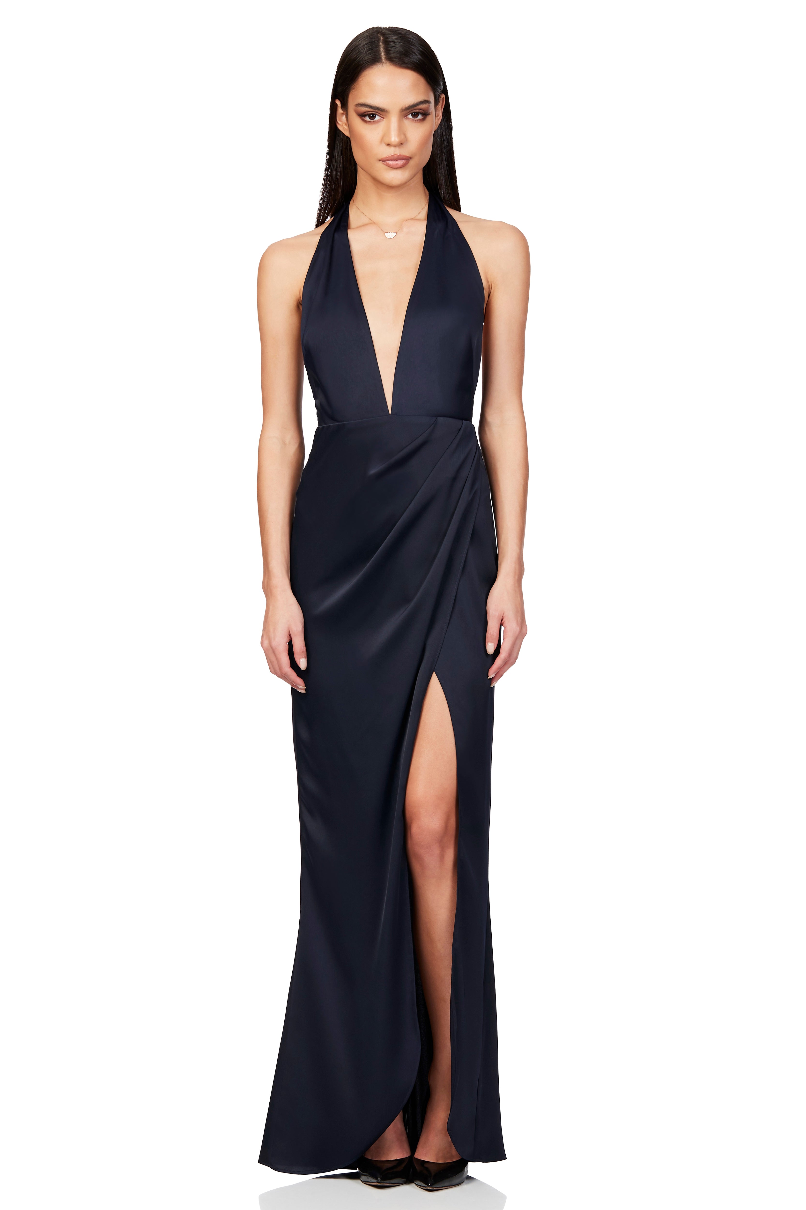 NOOKIE Stella Satin Plunge Gown (Navy) - RRP 9,Dress for a Night