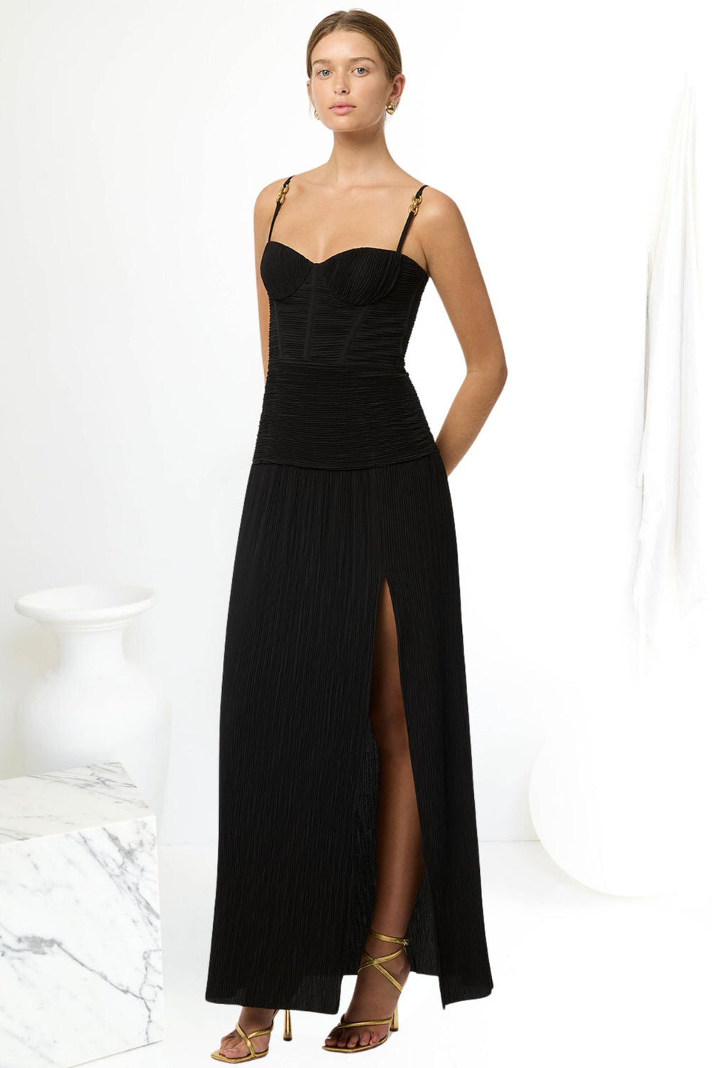 evening gold dress Sequined Gown With Embellished Shoulders Elegant Wedding Guest Dresses Discount:20% OFF Color:Dark Emerald
