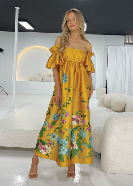 ALEMAIS Dana Midi Dress (Marigold)