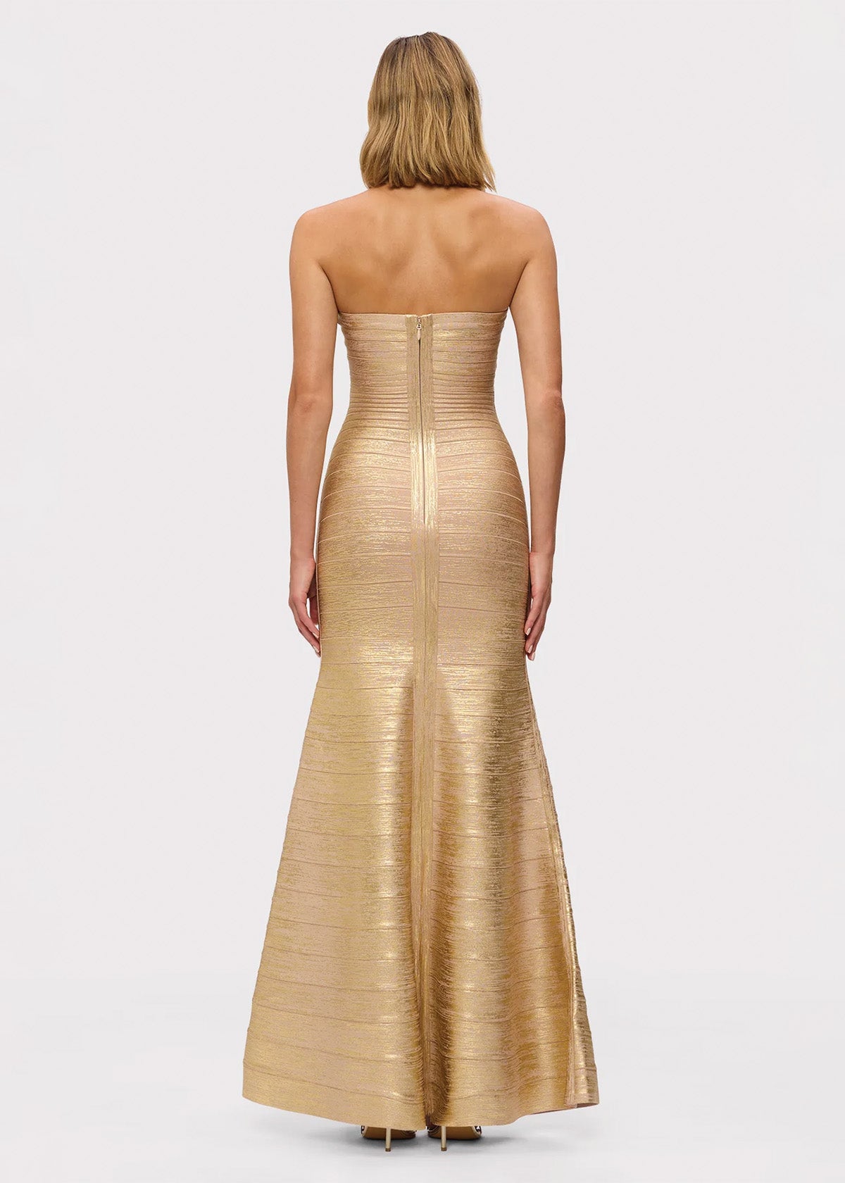 Herve Leger Metallic Sara Formal Dress