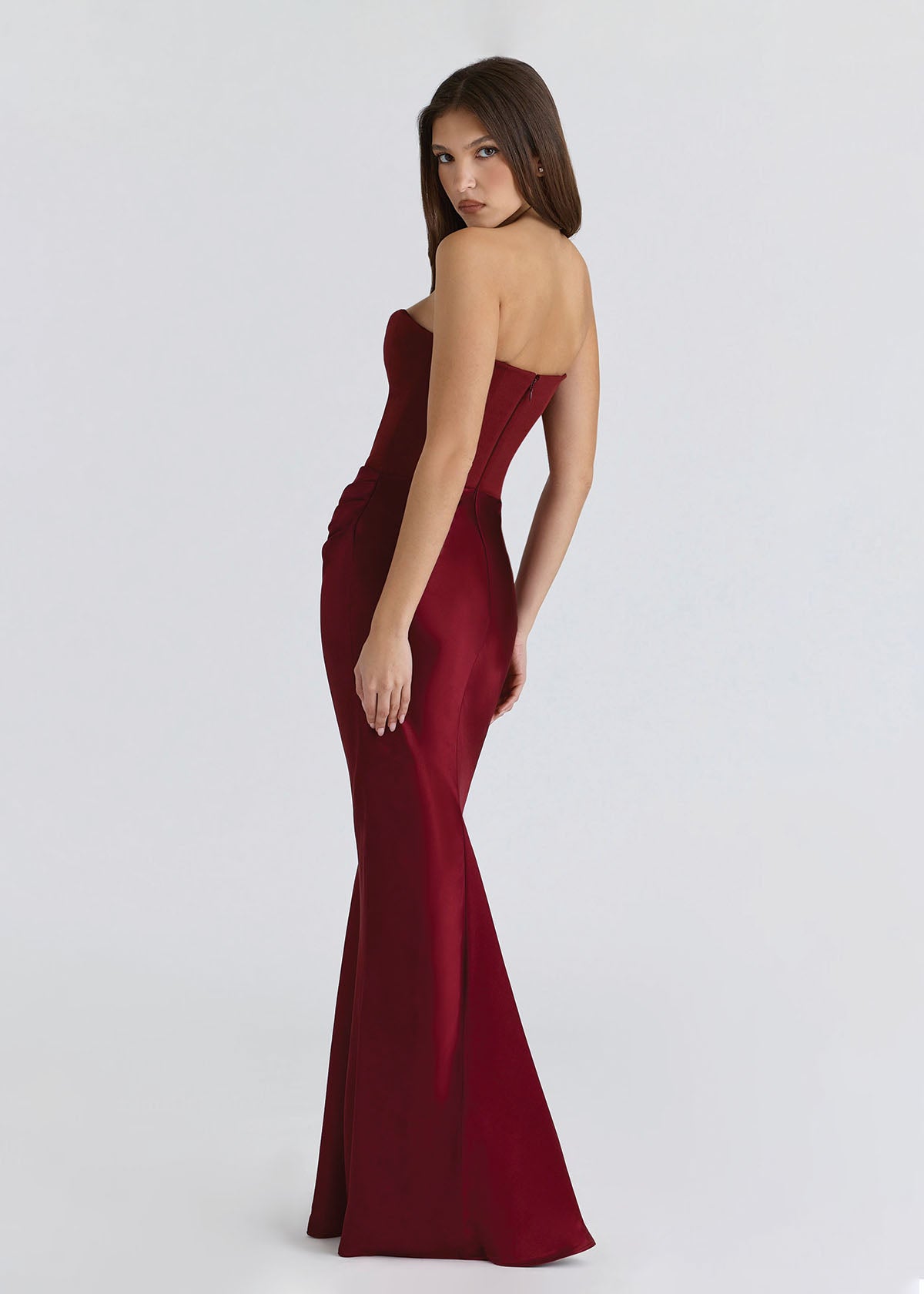 House Of CB Persephone Corset Wine Red Formal Dress