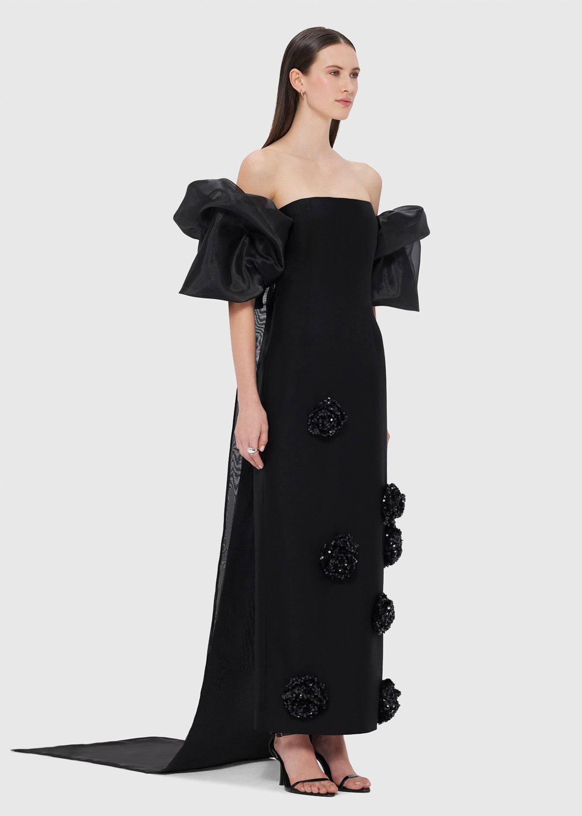 Leo Lin Leonora Puff Sleeve Cape Black
