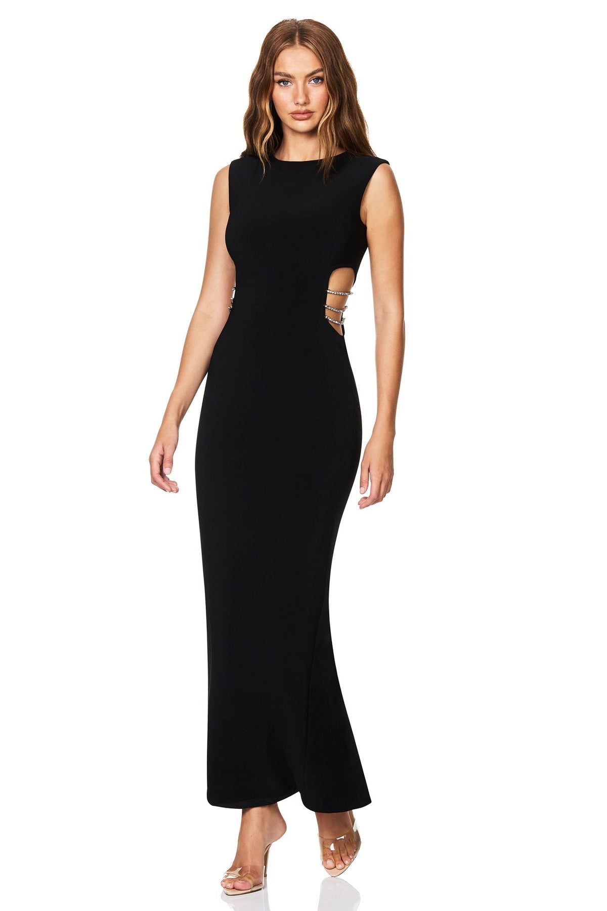 Mila Gown in Black Diamante