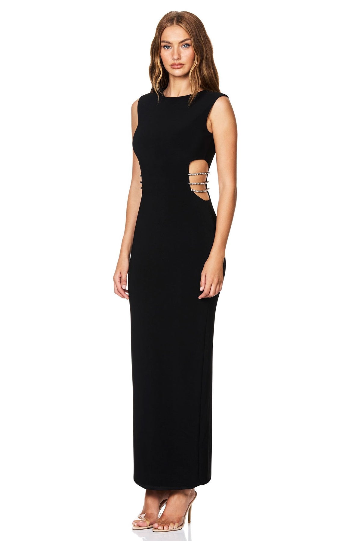 Mila Gown in Black Diamante