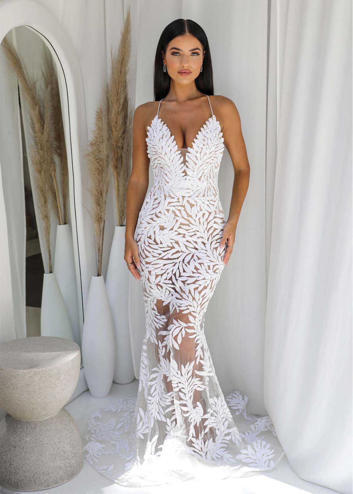 Nadine Merabi Stella White Formal Dress