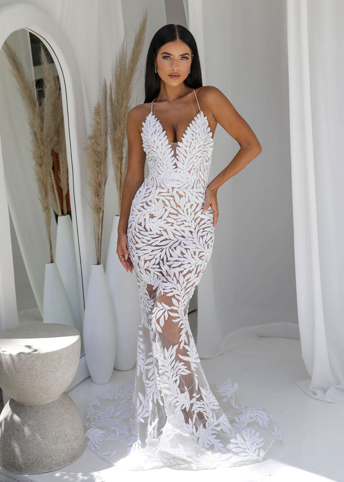 Nadine Merabi Stella White Formal Dress