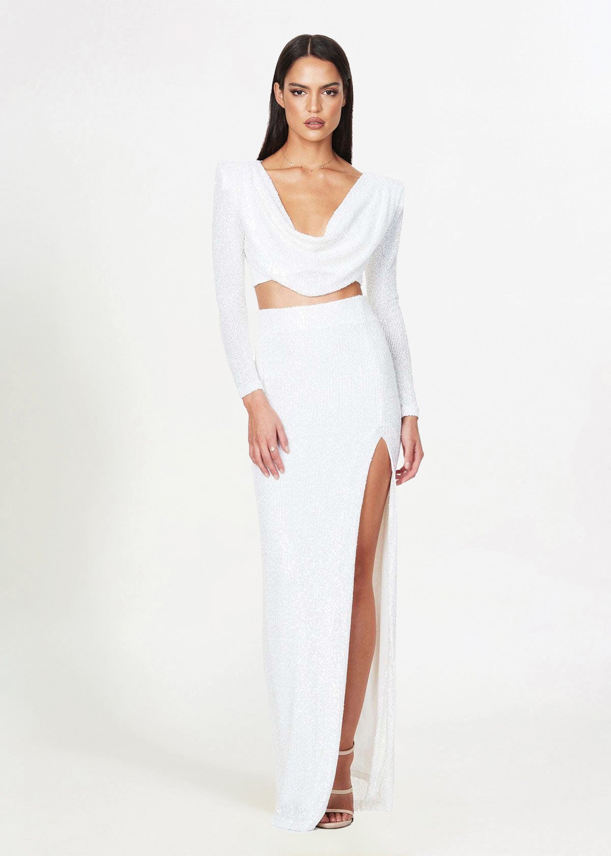 Nookie Pandora Long Sleeve White Formal Dress