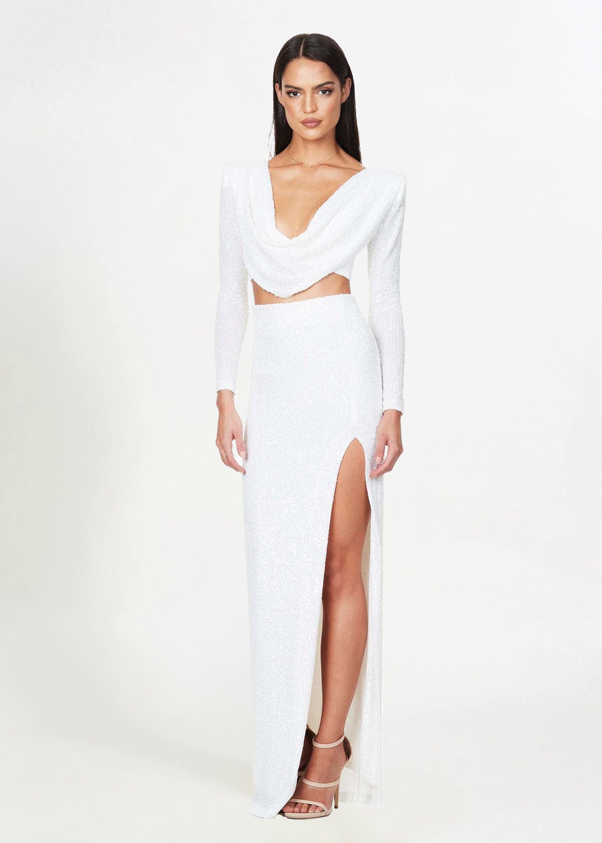 Nookie Pandora Long Sleeve White Formal Dress