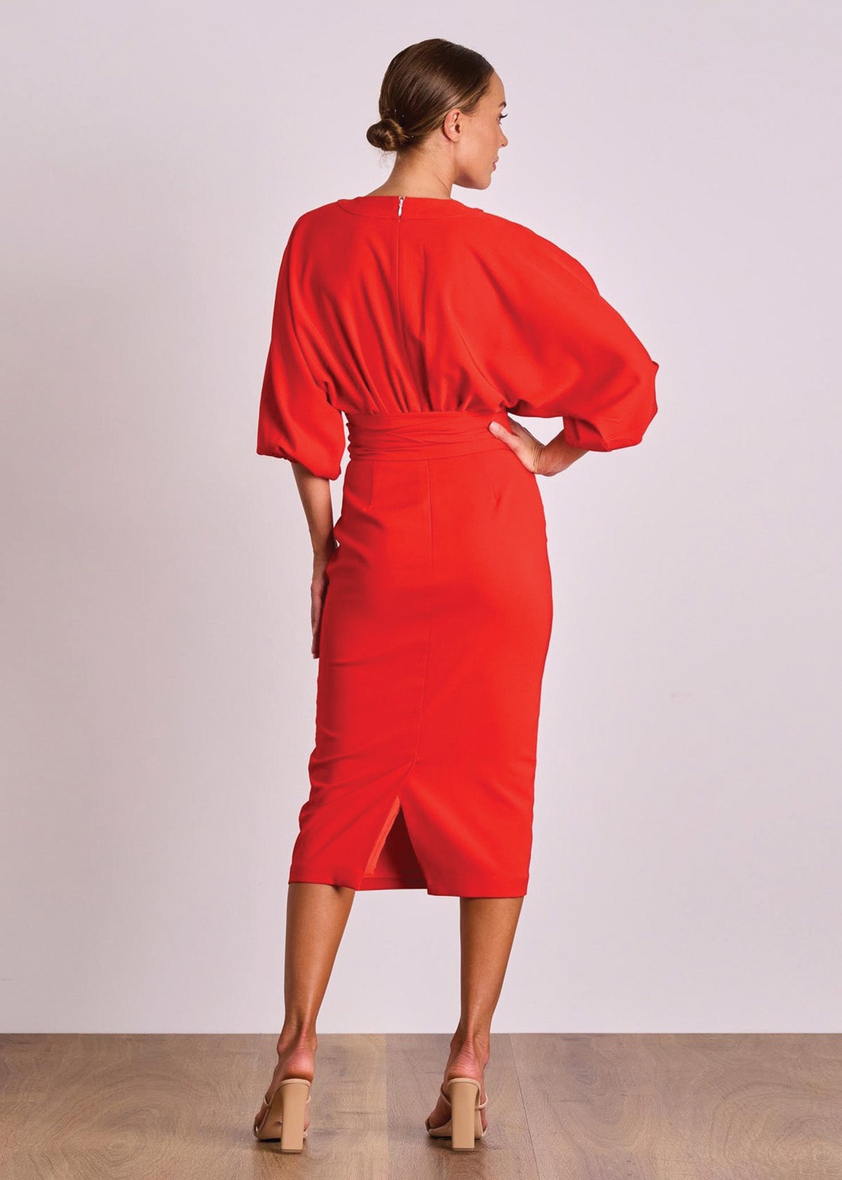 Pasduchas Emerson Drape Red Midi Dress