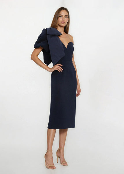 REBECCA VALLANCE Bon Ami Puff Sleeve Midi (Navy Blue)