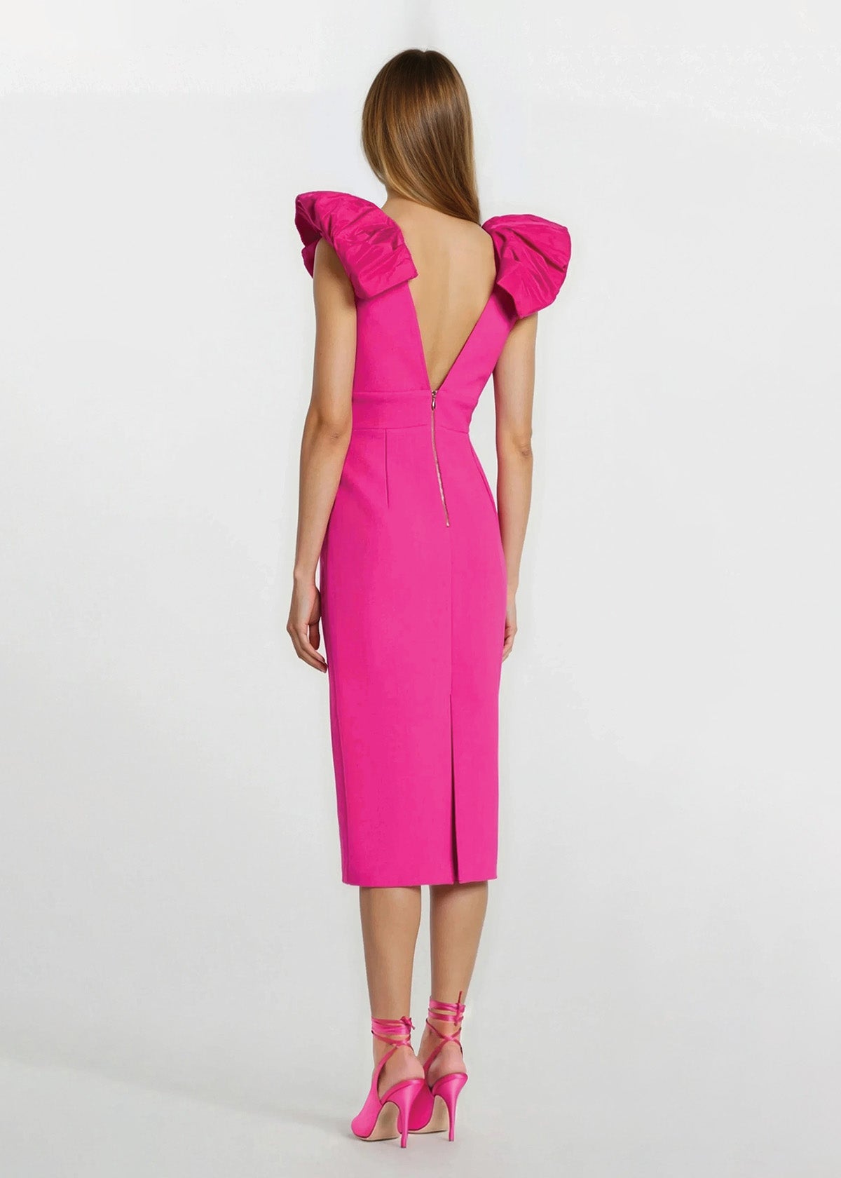 Rebecca Vallance Cupids Bow Pink Midi Dress