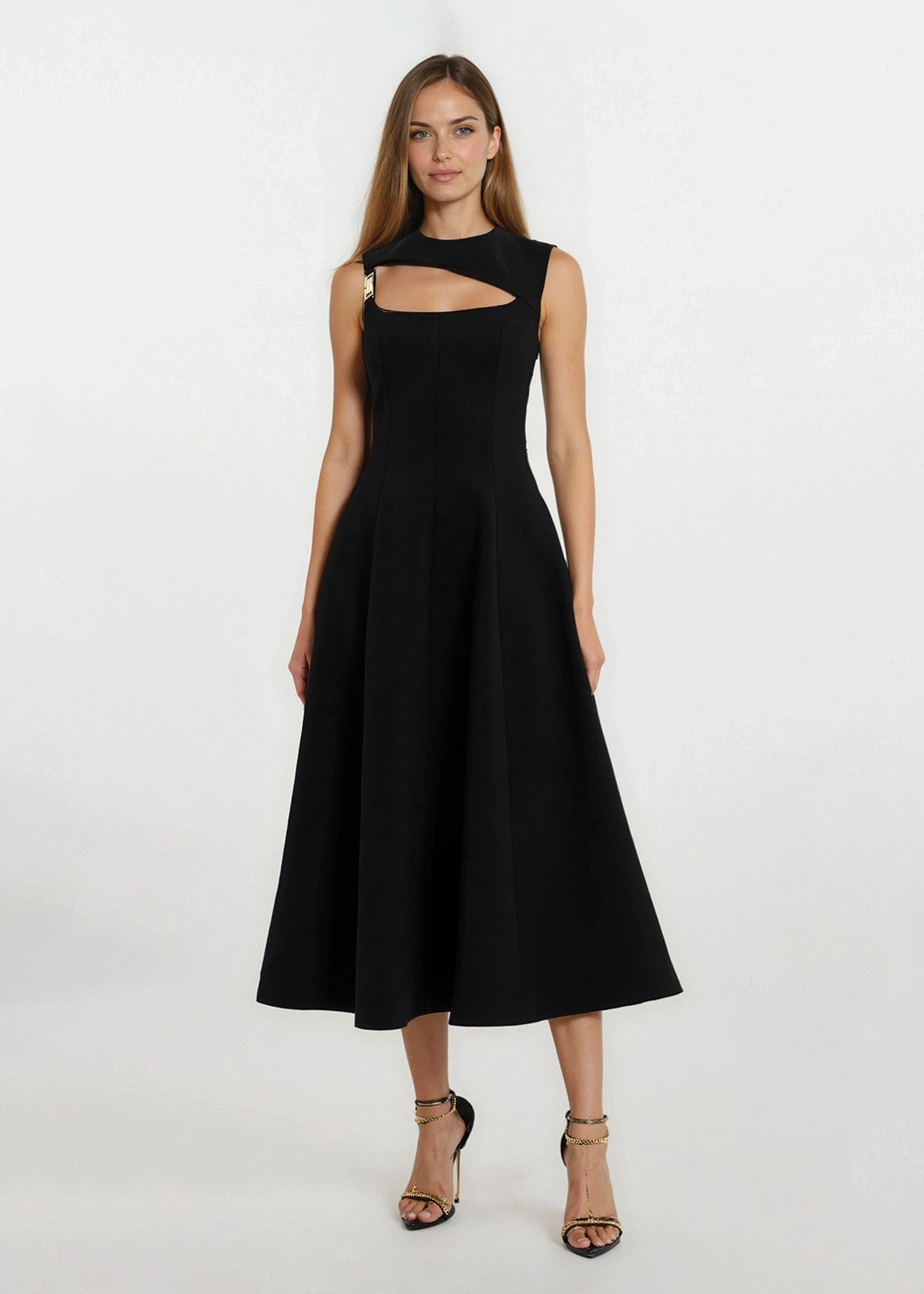 Rebecca Vallance Freyja Black Midi Dress