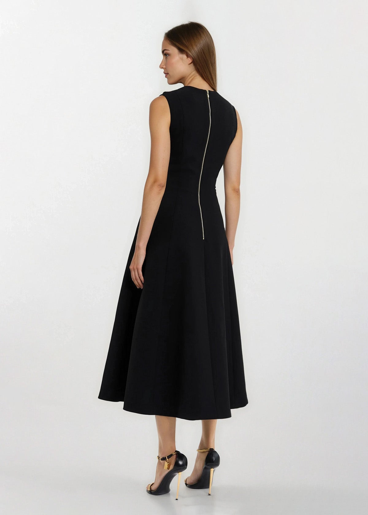 Rebecca Vallance Freyja Black Midi Dress