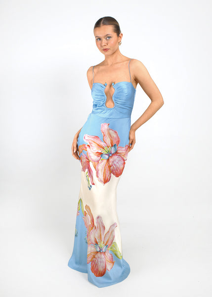 orchid formal dress Sexy Mermaid Halter Neck Backless Long Blue Lace Prom Dress, Mermaid B –  abcprom main image 1