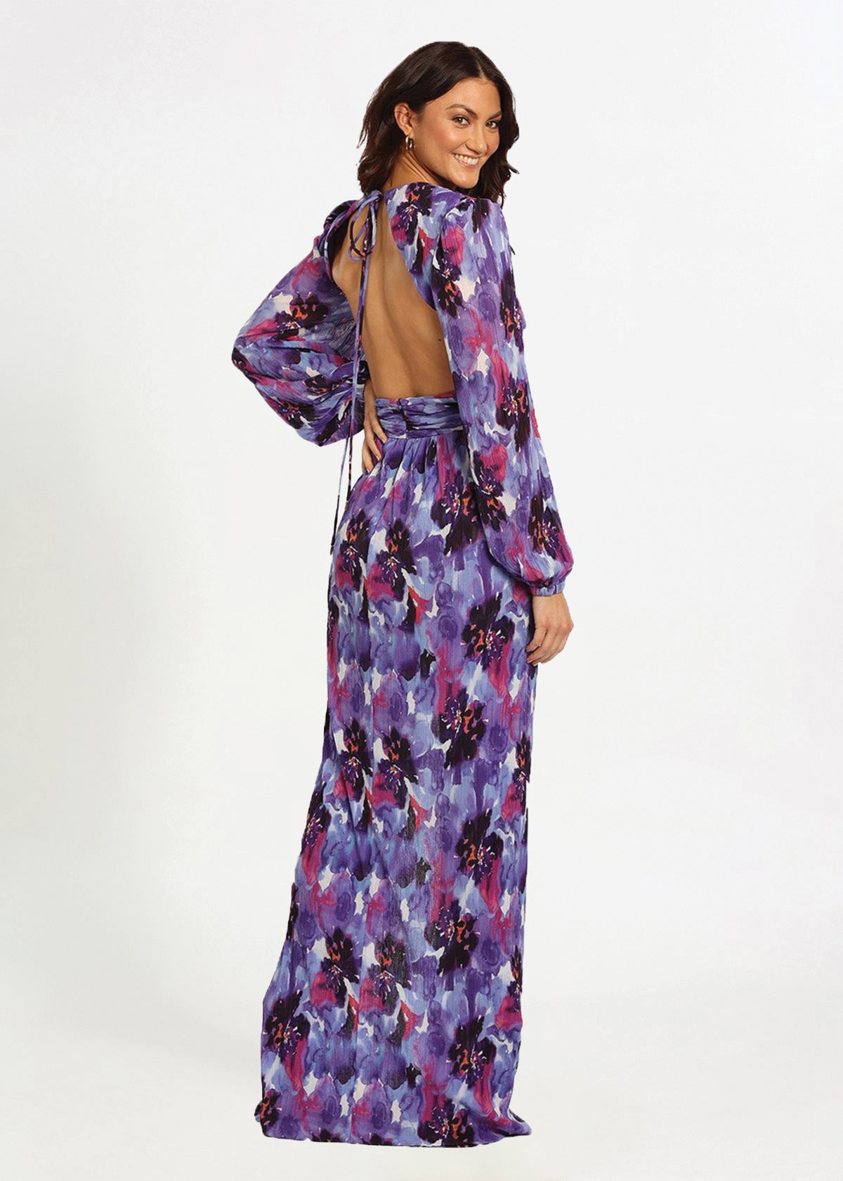 Rebecca Vallance Purple Rain Long Sleeve Formal Dress