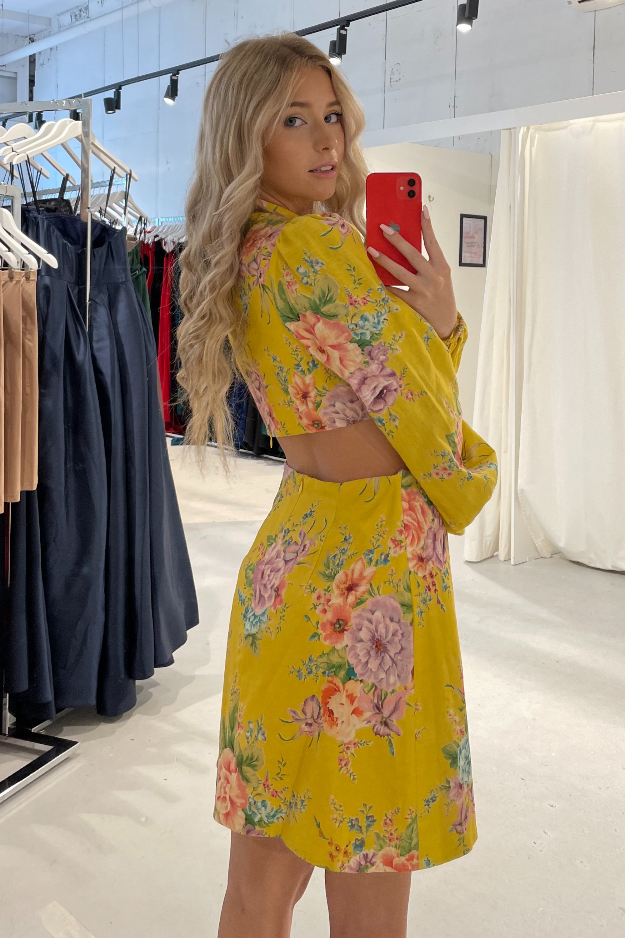 BUY IT ZIMMERMANN Zinnia Bow Cut Out Short Dress (Yellow)