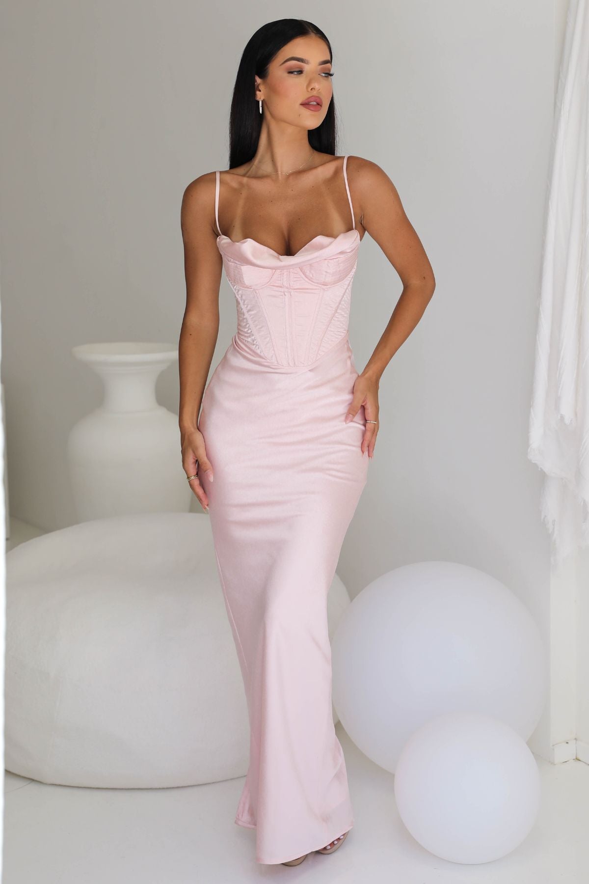 Rent HOUSE OF CB Charmaine Corset Gown (Bush Pink)
