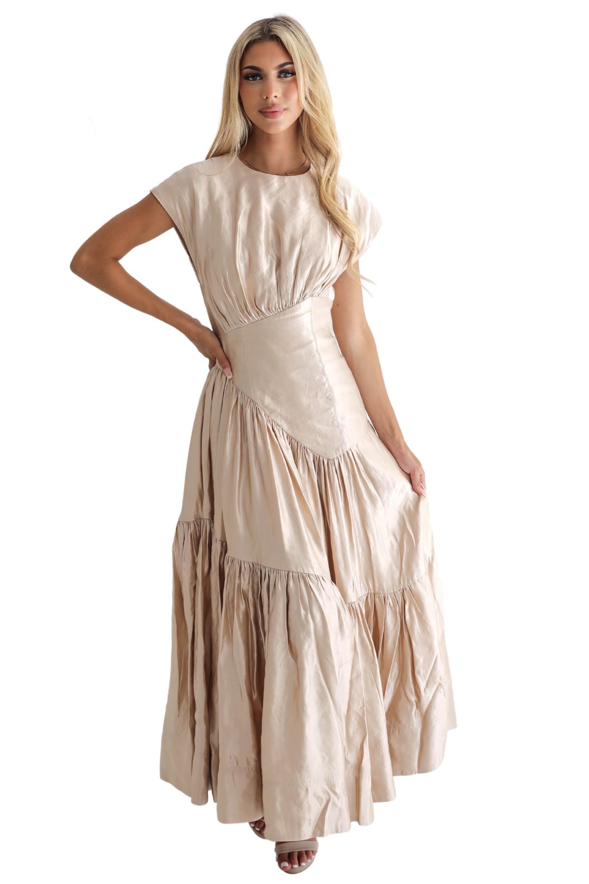 Aje AJE Serendipity Reflection Midi Dress (Champagne) - RRP $595 - 3_81905a49-5258-40da-bd70-c662e9b7d549.jpg