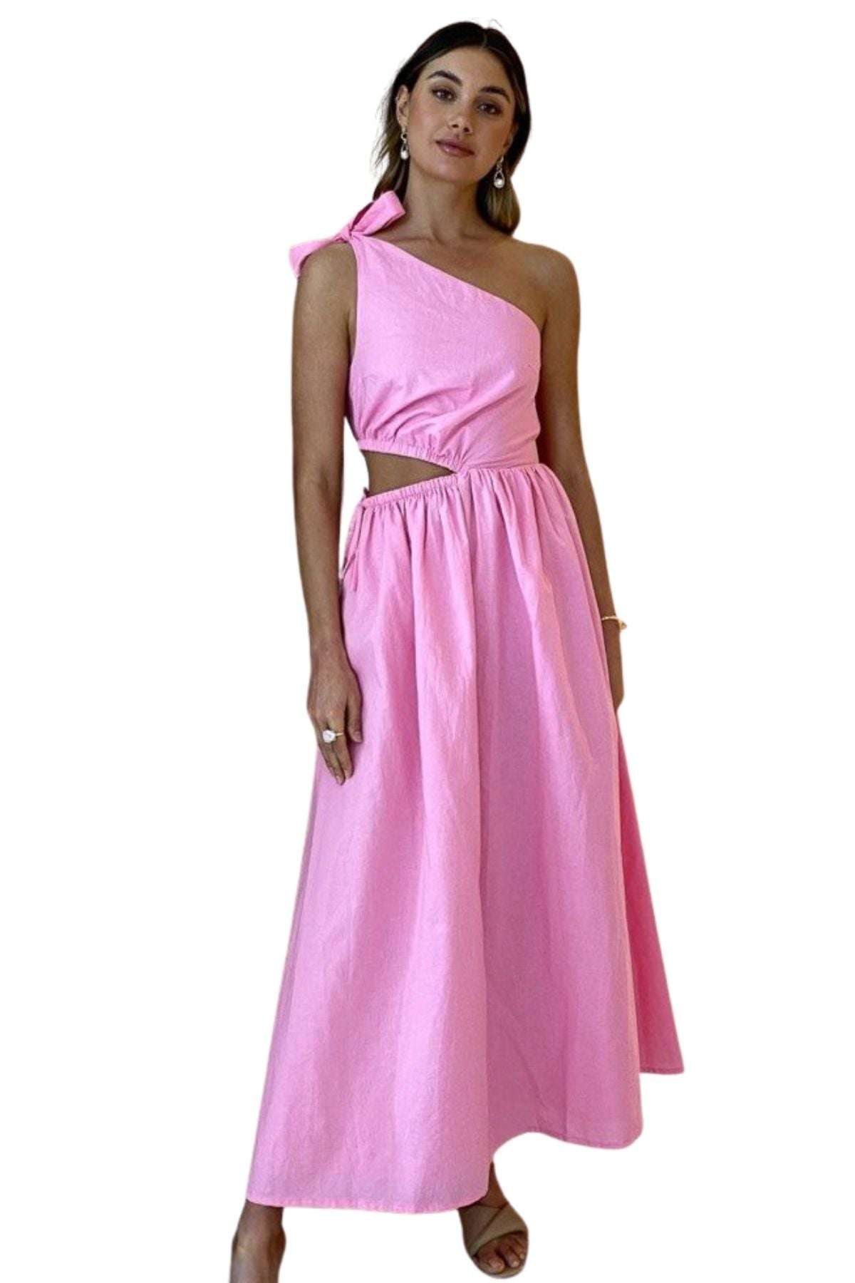 By Nicola BY NICOLA Gabriella One Shoulder Midi Dress (Pink Grapefruit) - by-nicola-gabriella-one-shoulder-midi-dress-pink-grapefruit-dress-for-a-night-30754142.jpg