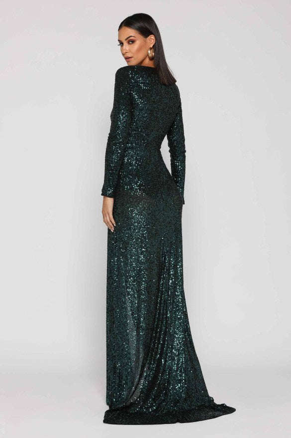 Buy Grey Net Embroidery Crystal Metallic Sequin Gown With Skirt For Women  by Laxmishriali Online at Aza Fashions.